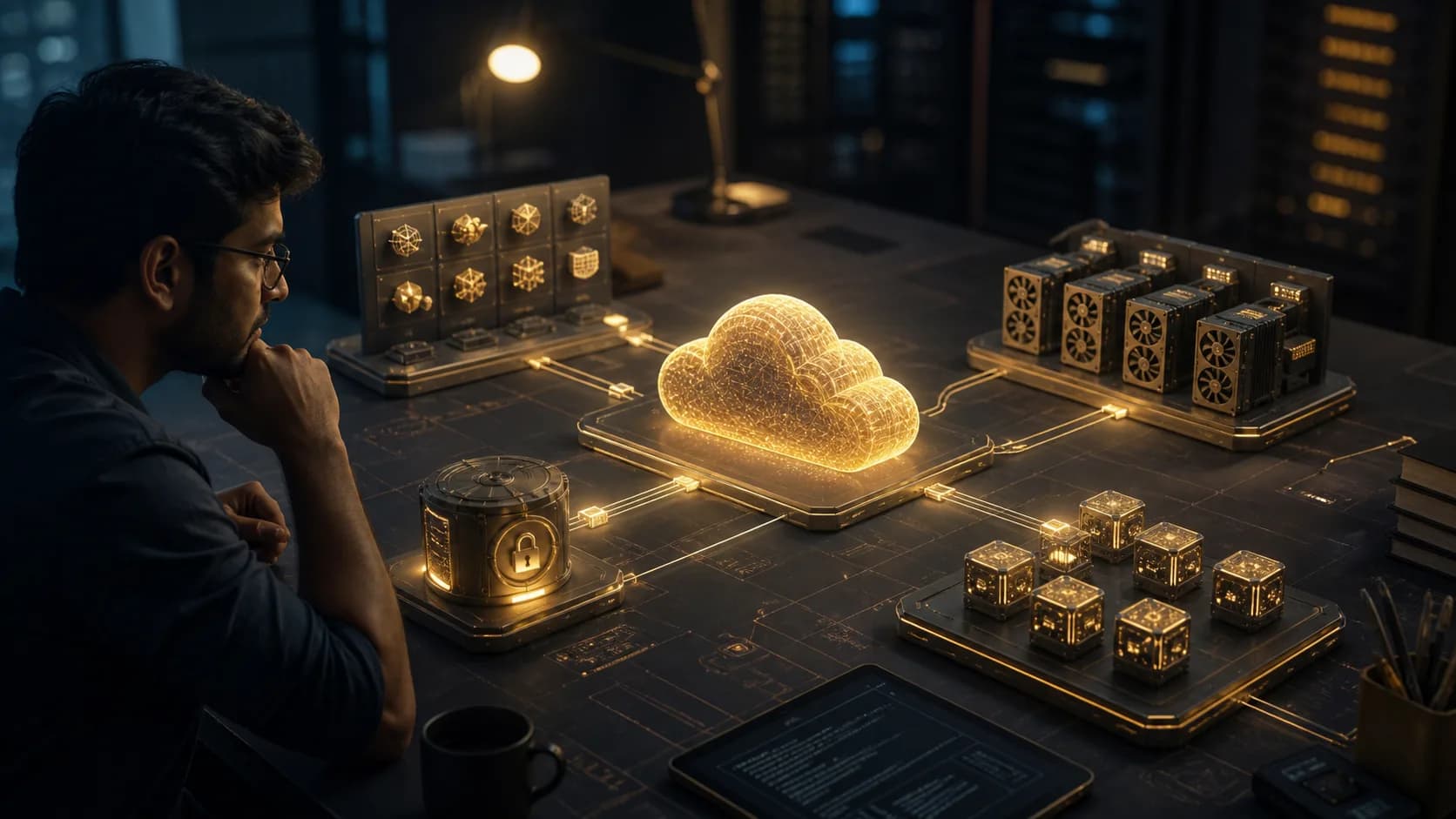 A scalable cloud AI system connecting models, secure data, training, and inference
